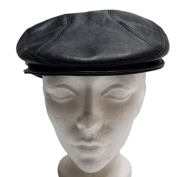 Leather Cult Other - Leather Cult Black Newsboy Driving Cap Hat Lined